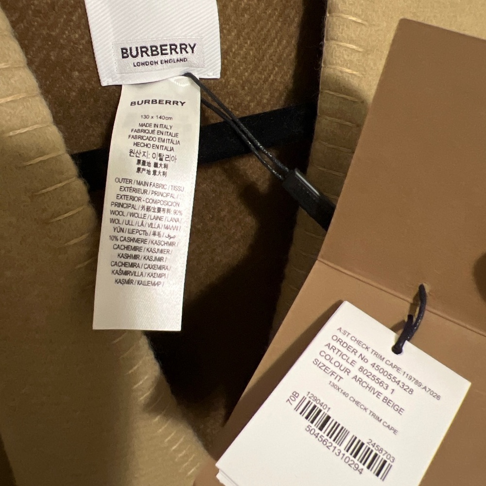 Burberry check trim cape